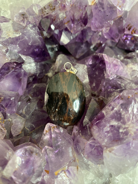Bijouterie ésotérique pierres des elfes - Pendentif Obsidienne Acajou