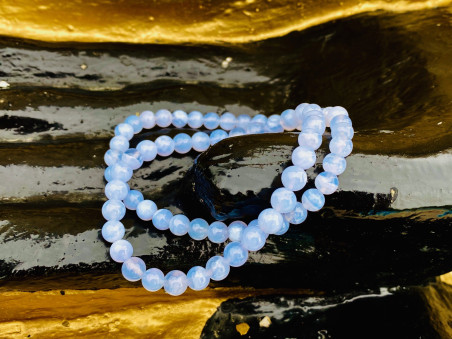 Boutique Pierres des elfes - bracelet Calcedoine Bleu