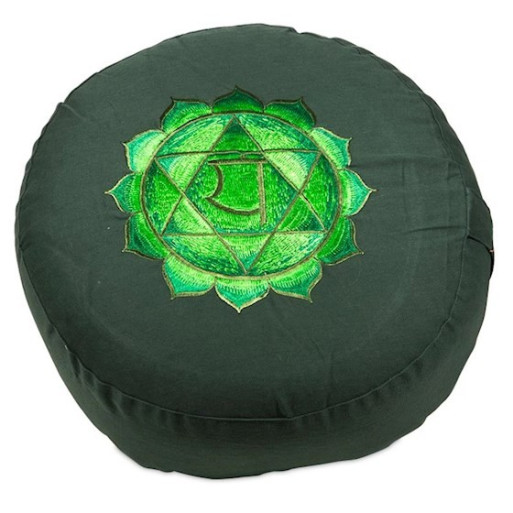 Boutique ésotérique pierres des elfes - Coussin méditation 4ème Chakra Anahata brodé