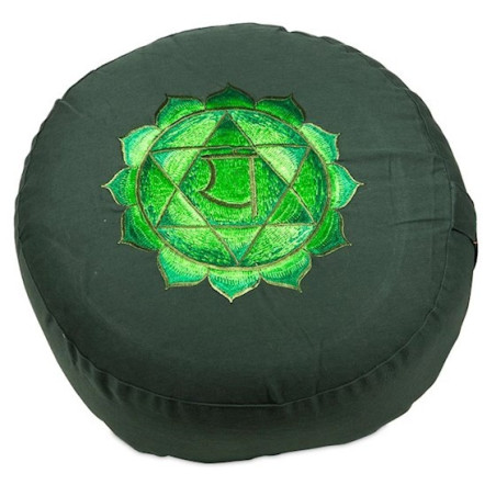Boutique ésotérique pierres des elfes - Coussin méditation 4ème Chakra Anahata brodé