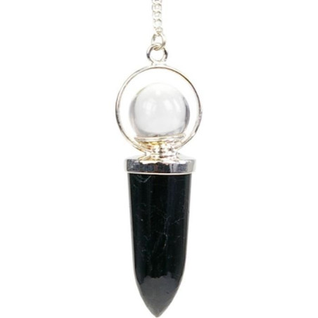 Boutique ésotérique Pierres des Elfes - Pendule Pointe Tourmaline Noire et bille de Cristal