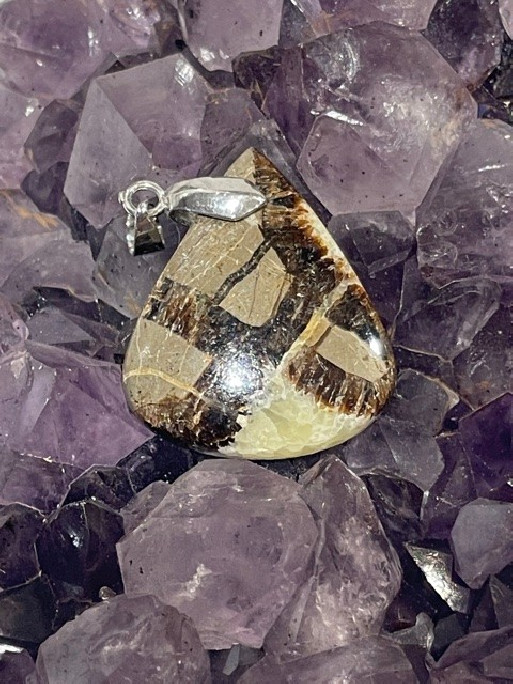 Boutique minéraux pierres des elfes - Pendentif Septaria