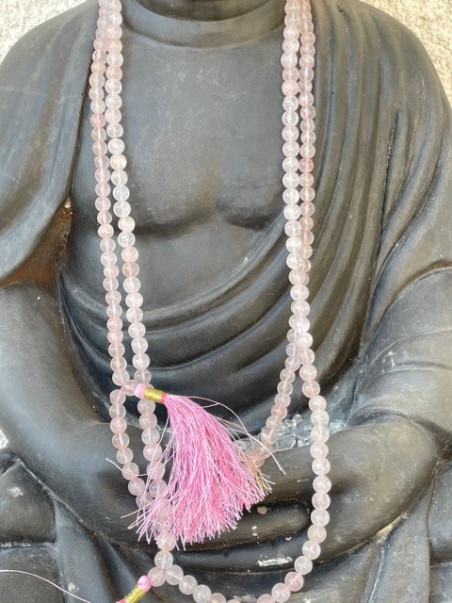 Boutique pierres des elfes - Mala Quartz rose AA 108 perles