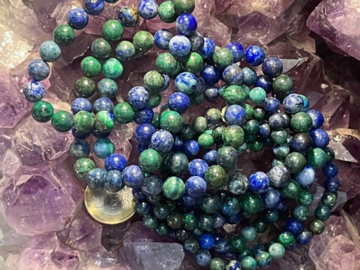 Bijouterie ésotérique pierres des elfes - Bracelet MalachiteAzurite 6 et 8 mm