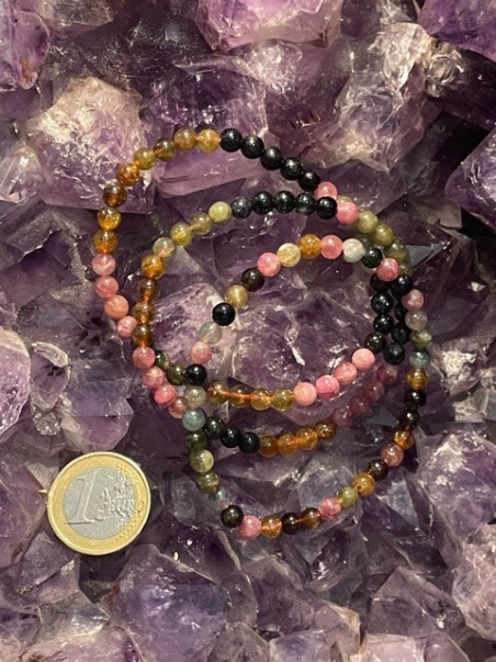Boutique minéraux pierres des elfes -  Bracelet Tourmaline melon d'eau