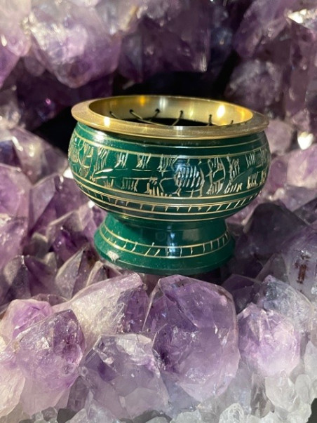 Boutique ésotérique Pierres des Elfes - Encensoir Or/vert Mm