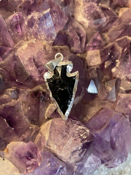 Bijouterie pierres des elfes - Pendentif Obsidienne Noir fléche