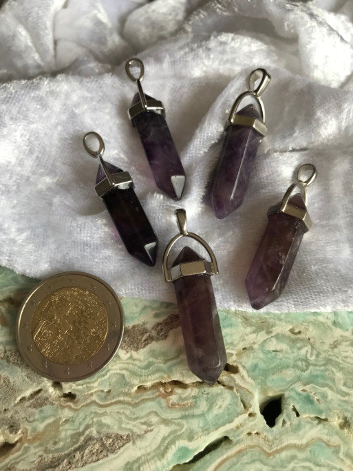 pendentif amethyste en pointe
